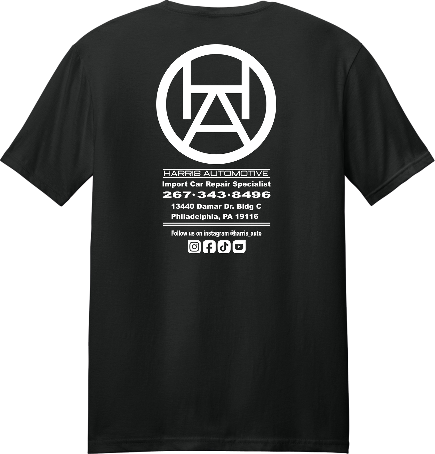 Harris Automotive Tee Pocket & Back Print